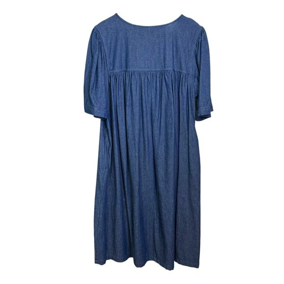 National Size Size Large 100% Cotton Denim Cherry Embroidered Mumu Kaftan - Picture 5 of 7